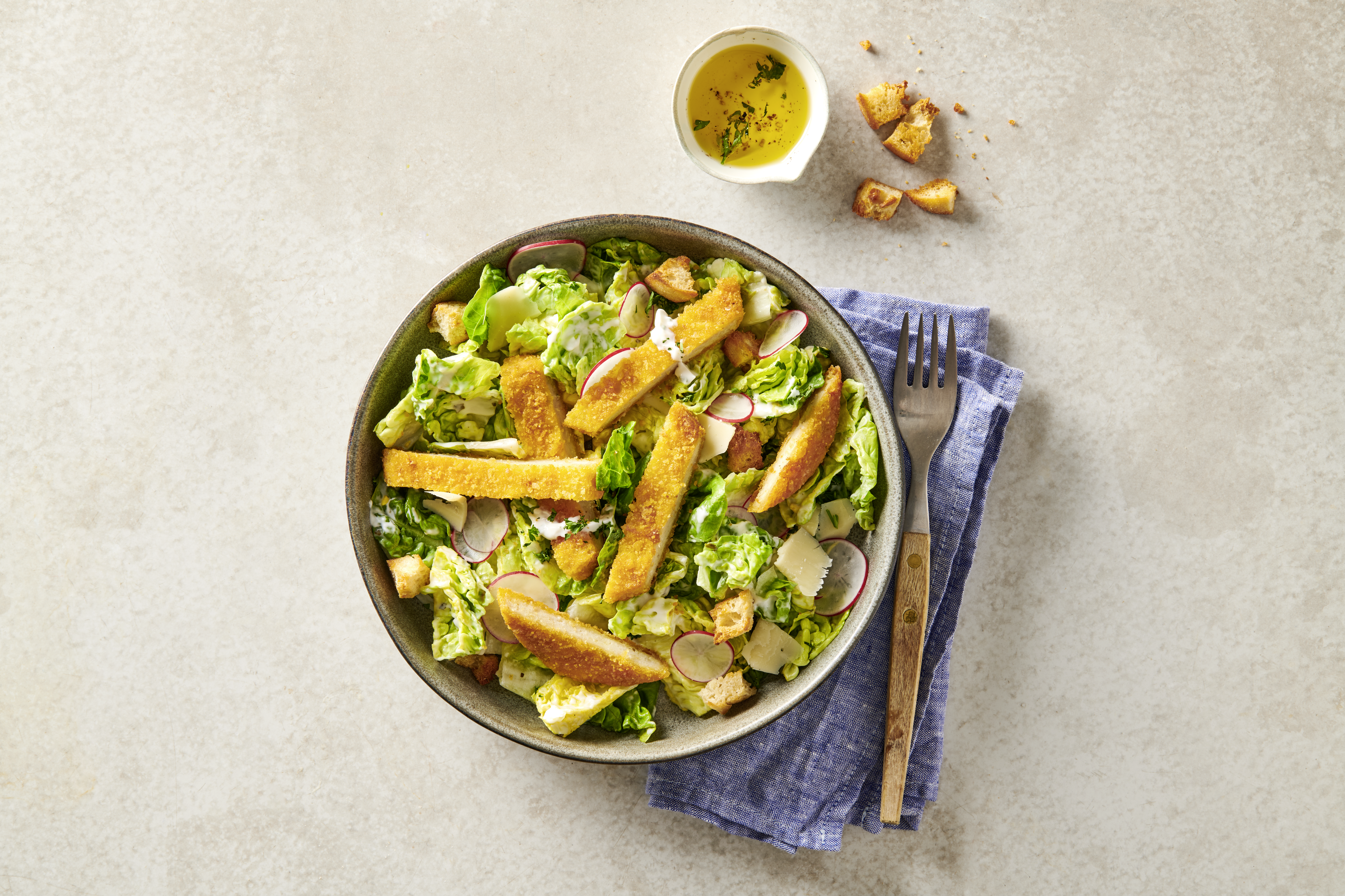 Ceasar salade met krokante kip